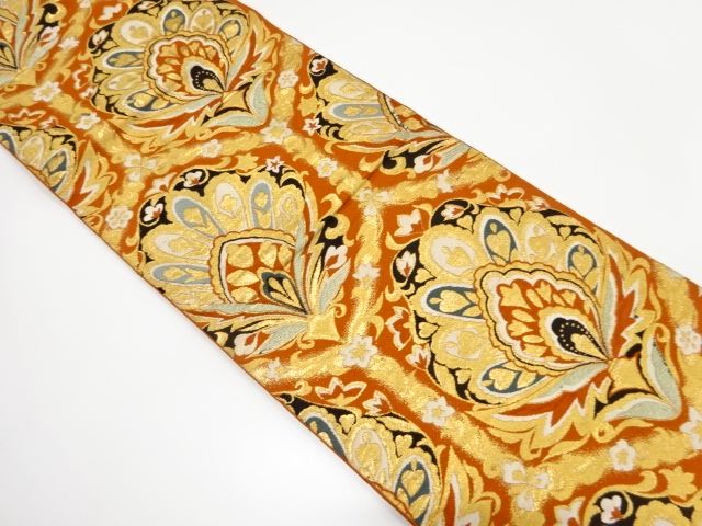 JAPANESE KIMONO / ANTIQUE FUKURO OBI / SILK / WOVEN FLORAL SARASA